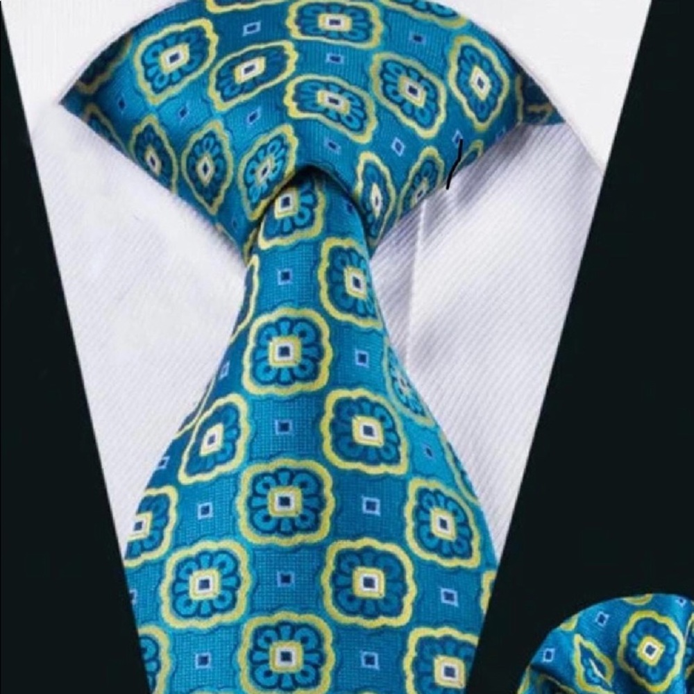 Novelty Geometric Styles Tie Hanky Cufflinks Sets